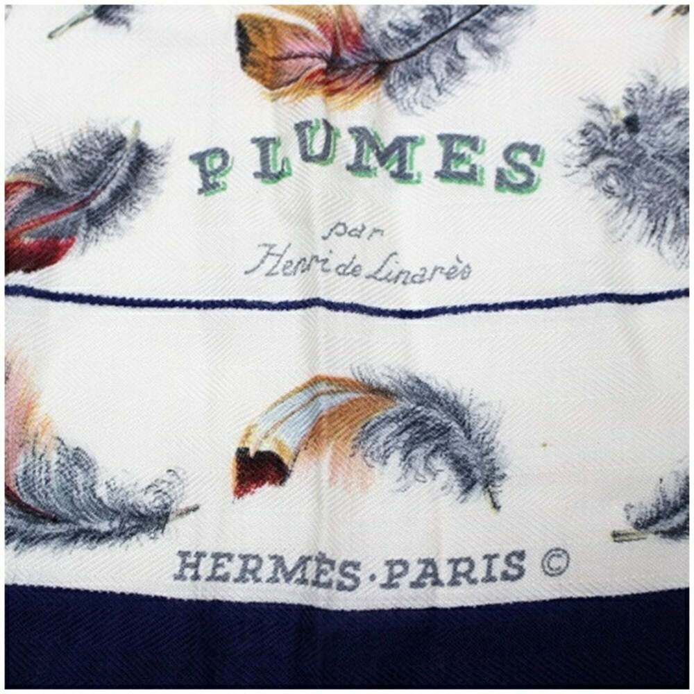 HERMES White Silk Scarf - Picture 6 of 10